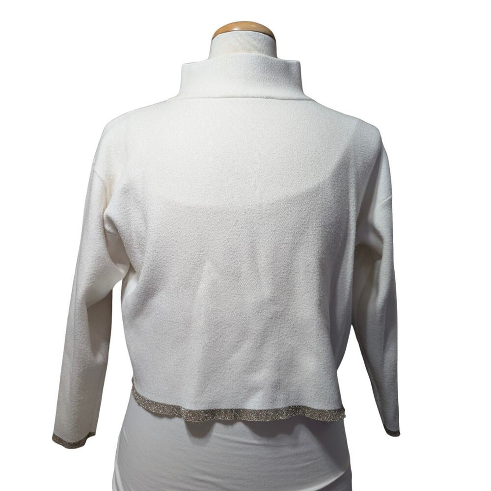 Maeve Anthropologie Cropped Sweatshirt Mock Neck Cream Women’s Size S USED